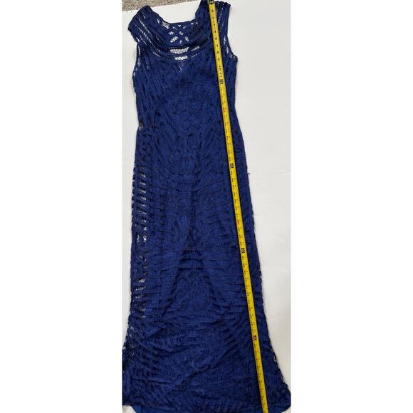 Lauren Ralph Lauren Blue Corded Lace Overlay Long Gown Dress Women's Size 10 - Picture 8 of 13